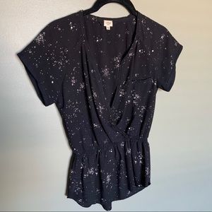 Aritzia Babaton V-Neck Pattern Blouse